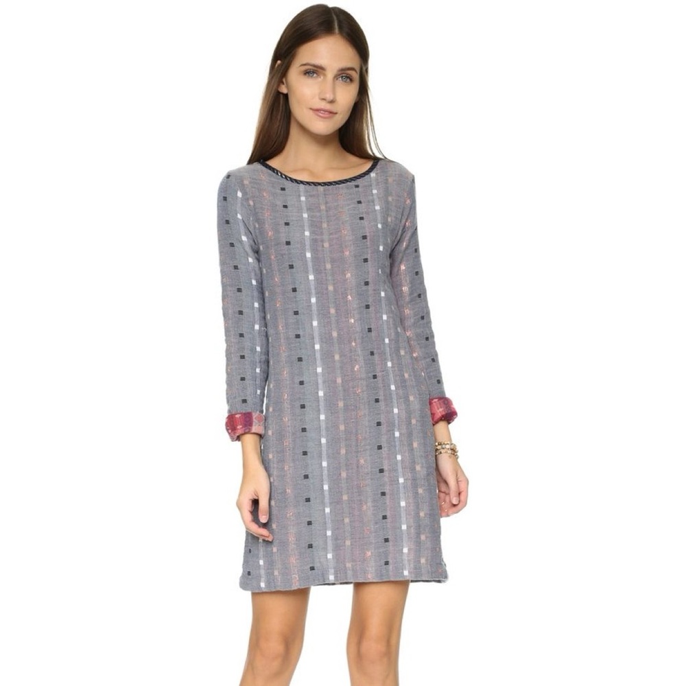 Ace & Jig Comet Shift Dress (Sz L) Long Sleeve Double Gauze Cotton Harmony Grey